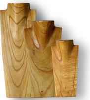 ART-CRAFT Kaklo vėrinio stovas, papuošalų ekspozicija, medinis biustas, natūralus, 3 vnt. rinkinys, 20–30–40 cm