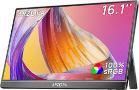 ARZOPA 16,1 colio nešiojamasis monitorius, 1920 x 1080 FHD IPS nešiojamasis monitorius nešiojamajam kompiuteriui su vienu strypu, palaiko HDMI/Type-C/USB-C, akis apsaugantis žaidimų ekranas nešiojamajam kompiuteriui/PC/Mac/PS3/4/5/Xbox
