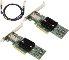 ASHATA 2 vnt. 10Gbps „Gigabit Ethernet“ PCI Express tinklo plokštė, SFP PCIE X8 tinklo adapterio plokštė su 3,28 pėdų kabeliu, MNPA19 XTR „Mellanox ConnectX 2“ Ethernet plokštė, skirta kompiuteriui, skirta