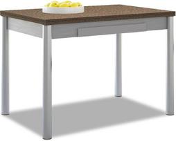 ASTIMESA išskleidžiamas virtuvės stalas su aliuminio rėmu ir laminuotu stalviršiu, tamsaus ąžuolo spalvos, idealiai tinka mažoms erdvėms, 90 x 50 cm, išskleidžiamas iki 140 x 50 cm