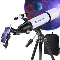 Astronomijos teleskopas suaugusiems, 80 mm apertūra, 600 mm, nešiojamas kelioninis teleskopas pradedantiesiems ir vaikams su trikoju, telefono adapteriu ir kuprine