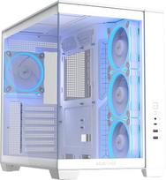 ASUS A32 Plus balta ATX kompiuterio korpusas | ARGB ventiliatorius, panoraminis dizainas, stiklinis priekinis skydelis, suderinamas su 360 mm radiatoriais ir 420 mm vaizdo plokštėmis, USB-C jungtis priekinėje dalyje