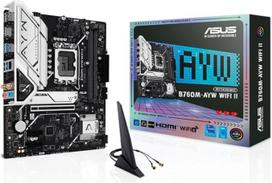 ASUS B760M-AYW WiFi II pagrindinė plokštė „Intel“ mATX, LGA 1700, DDR5 lizdas, PCIe 5.0, du M.2 lizdai, „Realtek“ Ethernet 2,5GB, „Wi-Fi 6“, HDMI 2.1, SATA 6Gbps, priekiniai USB prievadai 5Gbps, „Aura“