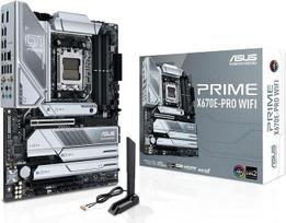 ASUS Prime X670E-PRO WiFi žaidimų pagrindinė plokštė su AMD AM5 lizdu (Ryzen 7000, ATX, PCIe 5.0, 4-asis M.2 lizdas, DDR5 atmintis, USB 3.2 Gen 2 Type-C, „Aura Sync“ RGB apšvietimas) 90MB1BL0-M0EAY0