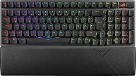 ASUS ROG Strix Strix Scope II 96 belaidė mechaninė žaidimų klaviatūra (ROG NX jungikliai, atrama delnui, 4 GHz, "Bluetooth", laidinė, "ROG Omni" imtuvas, "Aura Sync RGB" apšvietimas, DE QWERTZ išdėstymas)