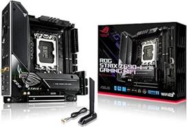 ASUS ROG STRIX Z690-I GAMING WIFI pagrindinė plokštė su „Intel LGA 1700“ lizdu (Mini-ITX, „Intel Z690“, DDR5, PCIe 5.0, „Wi-Fi 6E“, 2x M.2, „Thunderbolt 4“, „Aura Sync“ RGB apšvietimas)