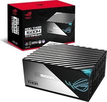 ASUS ROG Thor 1600 W „Titanium“ maitinimo blokas (1600 W, „Aura Sync“ RGB apšvietimas, OLED ekranas, suderinamas su PCIe 5.0, galio nitrido tranzistoriai, skaitmeninis valdymas ir kondensatoriai su mažu ESR)