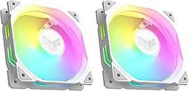 ASUS TUF Gaming TR120 ARGB Standard Blade White korpuso ventiliatorius (120 mm PWM kompiuterio ventiliatorius, 2000 aps/min, 3,3 mm H2O, 77,4 CFM oro srautas, 16 individualiai adresuojamų RGB šviesos diodų, baltos spalvos) (2 vnt.)