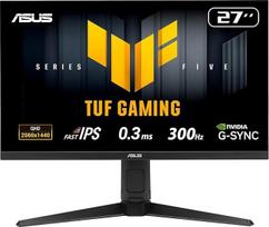 ASUS TUF Gaming VG27AQML5A QHD monitorius (27 colių, 2560 x 1440, 300 Hz, Fast IPS, ELMB Sync, AMD FreeSync Premium, VESA DisplayHDR 400, 0,3 ms atsako laikas, garsiakalbis, 2x HDMI, DisplayPort, Gaming AI)