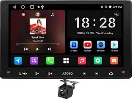 ATOTOZONE AC-HD02LR 720P atbulinės eigos kamera su tiesioginiu vaizdu, skirta A5LG209T, 9 colių „Android“ dvigubo DIN radijas su „CarPlay“, „Android Auto“, belaidžiu ryšiu, „Wi-Fi“, „Bluetooth“ ir IoT jungtimi, geolokacinis AI asistentas