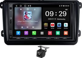 ATOTOZONE AC-HD02LR 720P atbulinės eigos kamera su tiesioginiu vaizdu, skirta A5LVWA7T, „Android“ automobilių radijas su navigacijos sistema, skirtas „VW Golf 5“, „6“, „Jetta“, „Passat“ ir „Polo“ modeliams, belaidis „Android“ ir „CarPlay“ palaikymas, 2DIN