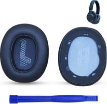 Atsarginės ausinių pagalvėlės, skirtos „JBL LIVE 650BTNC“ / „JBL LIVE 660NC“ belaidžiams ausiniams, „daunke Premium“ baltymų oda (komplekte – viena pora), visiškai apsaugančios, juodos spalvos