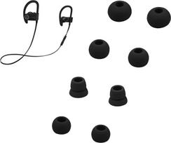 Atsarginės ausų įdėklai, suderinami su „Powerbeats 3“, „Powerbeats 2/1“, 4 poros atsarginių ausų įdėklų, silikoninių ausų įdėklų rinkinys – maži, vidutiniai, dideli ir su dvigubu kraštu (juodi)