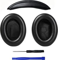 Atsarginės ausų pagalvėlės + galvos juosta „Stirnband“ ausinėms „Bose QC35“, suderinama su „Bose QuietComfort 35“ (QC35) / „QuietComfort 35 II“ (QC35 II) / „QC45“ ausinėmis, dengiančiomis ausis (juodos spalvos)