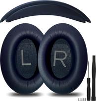 Atsarginės ausų pagalvėlės ausinėms „Bose QuietComfort 35“, „45“, „QC35“, „QC35ii“, „QC45“ – ausų pagalvėlės, ausų apsaugai, galvos juosta (tamsiai mėlynos spalvos)
