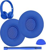 Atsarginės ausų pagalvėlės „Beats Solo 2“ ir „Solo 3“ belaidžiams ir laidiniams ausiniams. „Memory Foam“ ausų pagalvėlės, triukšmą izoliuojanti puta, patvari oda, mėlynos spalvos