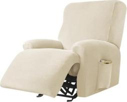 Atsipalaidavimo kėdės užvalkalas "Stretch Velvet Stretch" užvalkalas "Recliner" kėdės užvalkalui 4 dalių rinkinys Elastingas neslystantis užvalkalas televizoriaus kėdei "Lounger" foteliui (spalva: smėlio)