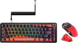 ATTACK SHARK X65 Pro HE magnetinė klaviatūra su 60 % Hall efekto ir X11 belaidė žaidimų pelė, RGB "Hot Swap", 8 kHz apklausos dažnis, itin lengva pelė su įkrovimo baze, 22 000 DPI "Bluetooth", 2,4 GHz