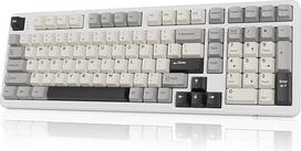 ATTACK SHARK X98 RGB mechaninė žaidimų klaviatūra su 102 klavišais, su skaitmenine klaviatūra, BT5.0 ir 2.4G belaidžiu ryšiu ir USB-C laidiniu trikrypčiu režimu, "Gasket Hot-Swap" linijiniu jungikliu, 4000 mAh baterija, QWERTY - balta