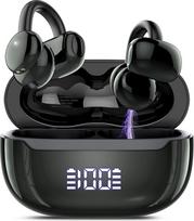 Atviros ausinės "Bluetooth 5.4", ausinės su inovatyvaus dizaino spaustuku, 48 valandų trukmės "Bluetooth" ausinės su DNN triukšmo slopinimu, saugiu laikymu, intensyviu garsu, atsparios vandeniui IPX7