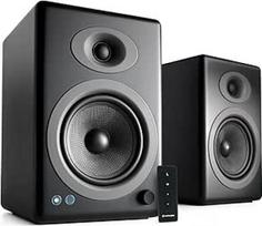 Audioengine A5+ belaidės "Bluetooth" kompiuterio kolonėlės - 150 W "Bluetooth" kolonėlės namams, studijoms, žaidimams su aptX-HD "Bluetooth", AUX, RCA ir nuotolinio valdymo pultu | Srautinio garso sistema (juoda, pora)
