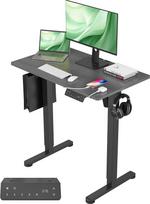 Aukščio reguliuojamas stalas su USB-A/C jungtimis, 80 x 48 cm, elektra reguliuojamas stalas, ergonomiška stovėjimo-sėdėjimo kėdė, stalas, stovėjimo stalas, reguliuojamas kompiuterinis stalas, stovėjimo stalas | Su USB-A/C,Elektrinis aukščio reguliavimas,