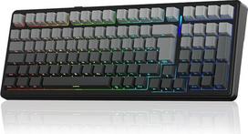 AULA F99 belaidė mechaninė žaidimų klaviatūra, QWERTZ DE išdėstymas, BT 5.0/2,4 GHz/USB-C, „Gasket“ konstrukcija, „Hot Swap“, programinė įranga, RGB, PBT klavišų dangteliai, 8000 mAh, švelnus garsas, 95 % mechaninė klaviatūra (pilka)