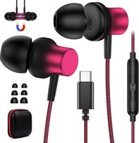 Ausinės su laidiniu USB-C jungtimi, skirtos „Samsung Galaxy S25 Ultra“, „S24“, „S23“, „A56“ ir „A16“ modeliams, su mikrofonu ir garsumo reguliatoriumi; „Hi-Fi“ stereo ausinės su C tipo jungtimi, skirtos „iPhone 16 Pro Max“, „15 Plus“, „16e“ ir „iPad Pro“