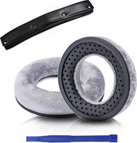 Ausų pagalvėlės ir galvos juosta, suderinamos su „Beyerdynamic DT 770 Pro“ ausinėmis; minkštas pliušinis ir elastingas putplasčio apsauginis dėklas, skirtas proteininės odos galvos juostai (pilkos spalvos)