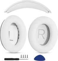 Ausų pagalvėlės ir galvos juosta, tinkančios "Bose QuietComfort 45 QC45 35 QC35, QC35 ii Over-Ear" ausinėms, lengvai surenkamos "pasidaryk pats", baltyminės odos dalys (baltos spalvos rinkinys)
