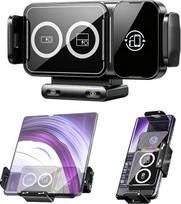 Automobilinis mobiliojo telefono laikiklis, skirtas „Samsung Galaxy Z Fold 7/6/5/4“ modeliams, pasukamas 90° kampu, su belaidžio greitojo įkrovimo funkcija, „2-in-1“ ventiliacijos ir prietaisų skydelio tvirtinimo sistema, skirta „Samsung“ ir „iPhone“ tele
