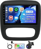 Automobilinis radijas "Opel Vivaro B" Nissan NV300 Renault Trafic X82 2014-2019 m., "Android 13 Carplay" Android automobilis su 9 colių Ultra HD jutikliniu ekranu Mirror Link DAB+ Bluetooth FM HiFi navigacija WiFi AHD kamera, 2+