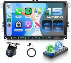 Automobilinis radijas 4GB + 64GB, skirtas „VW Volkswagen Golf“ 5, 6, „Jetta“, „Passat“, „Tiguan“, „Seat Touran“, „Skoda“ modeliams, su belaidžiu „CarPlay“ / „Android Auto“, 9 colių IPS ekranu, „Bluetooth“ / USB / „Type-C“ / FM / RDS / EQ, 5G „Wi-Fi“, GP