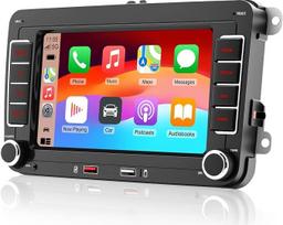 Automobilinis radijas su ekranu, skirtas „VW Golf 5“, „VW Golf 6“, „Passat“, „Polo“, „Tiguan“, „Touran“ ir „Škoda“ | 7 colių jutiklinis automobilinis radijas su belaidžiu „CarPlay“ ir „Android Auto“, „Bluetooth“ laisvų rankų įranga, FM, AM, RDS, CAN-bus