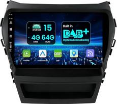 Automobilinis radijo imtuvas "Android 15", skirtas "Hyundai IX45 Santa Fe 2012-2017" - įmontuotas DAB+ belaidis "Carplay" / "Android Car" / DSP -4G+64G - kamera + MIC - 9 colių IPS 2 DIN vairo valdymas RDS WiFi BT DAB 360