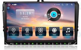Automobilinis radijas, skirtas „VW Golf 5“, „VW Golf 6“, „T5“, „Polo“, „Sharan“ ir „Passat“ [„Android 15“, 4+64GB] – „CAWELL“ radijas su 9 colių HD ekranu, „Double DIN“ formatu, navigacija, „Bluetooth“, „Wi-Fi“, GPS, RDS, USB, FM, SD, RCA ir „CarPlay“