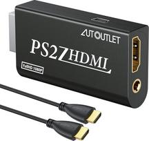 AUTOUTLET PS2 ir HDMI keitiklis, PS2 ir HDMI adapterio keitiklis PS2 ir HDMI keitiklis su 3,5 mm ausinių garso lizdu ir 1,5 m HDMI kabeliu, skirtas PS2 HDTV HDMI monitoriui