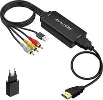 AV į HDMI keitiklis, 1080P kompozicinis CVBS AV į HDMI vaizdo ir garso keitiklis su HDMI kabeliu, skirtas PS2, SNES, N64, VHS vaizdo magnetofonams, DVD grotuvams; palaiko PAL/NTSC