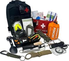 Avarinis išgyvenimo rinkinys „22-in-1“ – profesionalus „Bushcraft“ ir lauko veiklos rinkinys taktiniame „Molle“ krepšyje – kempingui, žygiams, medžioklei ir pasirengimui ekstremalioms situacijoms