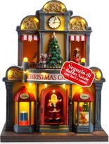 Avilia - Animierter Weihnachtsmann mit LED-Lichtern und Weihnachtsmusik für Festliche Dekorationen und leuchtende Dekorationen, handbemalt und einfach zu bedienen mit USB-Kabel im Lieferumfang