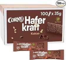 Avižų batonėlis "Corny Oat Power Cocoa" | Viso grūdo ir veganiškas | Avižos ir kakava | 100 vnt. didelėje pakuotėje | Užkandis susitikimui, ekskursijai | 100 x 35 g