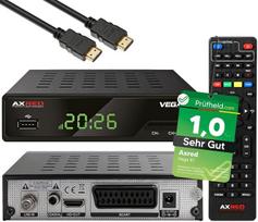 AXRED Vega X1 + HDMI kabelis, HD palydovinis imtuvas su įrašymo funkcija, „Full HDTV“, skaitmeninis palydovinis imtuvas, skirtas palydovinei antenai, palydovinė televizija, HD imtuvas