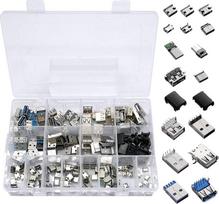 AYWHP 180 vienetų USB 2.0 3.0 tipo A C mikro USB vyriškos lyties moteriškos lyties Tecker adapterio kištukas Lituoklis USB lizdai Asortimentas Komplektas Apskaitos plokščių surinkimas "pasidaryk pats" litavimo atsarginės dalys