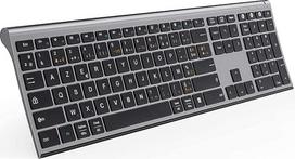 AZERTY klaviatūra, ypač plona, įkraunama, skirta keliems įrenginiams, su 3 „Bluetooth“ kanalais, suderinama su kompiuteriais, planšetėmis, mobiliaisiais telefonais ir „iPad“ įrenginiais, veikianti su „Windows“, „iOS“ ir „Mac OS“ operacinėmis sistemomis, p