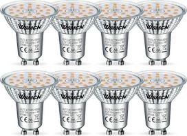 B energijos klasės GU10 LED šiltos baltos spalvos 3000 K lempa, 6,5 W, pakeičia 150 W halogeninę lempą