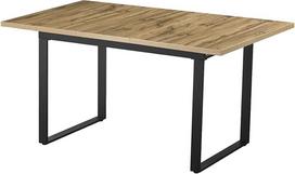 B&D home Anna 11202-US-EIDA-P Valgomojo stalas išplečiamas 120-160 x 80 cm, skirtas 4-6 žmonėms Medinis virtuvės stalas su slystančiu rėmu, juodas, skirtas virtuvei, valgomajam, skandinaviško pramoninio dizaino, ąžuolo išvaizdos