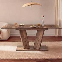B&D home Willem 11201-WE-EITE Valgomojo stalas išplečiamas 120-160 x 80 cm, skirtas 4-6 žmonėms Medinis virtuvės stalas su kolonėle valgomajam, virtuvei, skandinaviško modernaus dizaino, Teksaso ąžuolas,