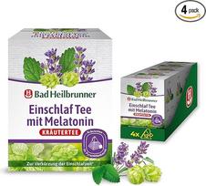 Bad Heilbrunner Miego arbata su melatoninu - piramidės formos maišelyje - melatoninas, melisos, levandos - pagaliau gerai užmigti - idealiai tinka kelionėms - geros nakties arbata (4 x 12 piramidės formos maišelių)