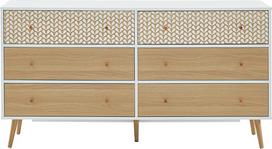 BAÏTA Cappuccino komoda, mediena, ąžuolas ir balta spalva, L150 cm