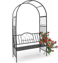 BAKAJI metalinė sodo suoliukė vijoklinėms gėlėms, dvivietė, skirta rožėms ir augalams, juoda (115 x 59 x 203 cm)